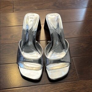 Zara Silver Block Heels